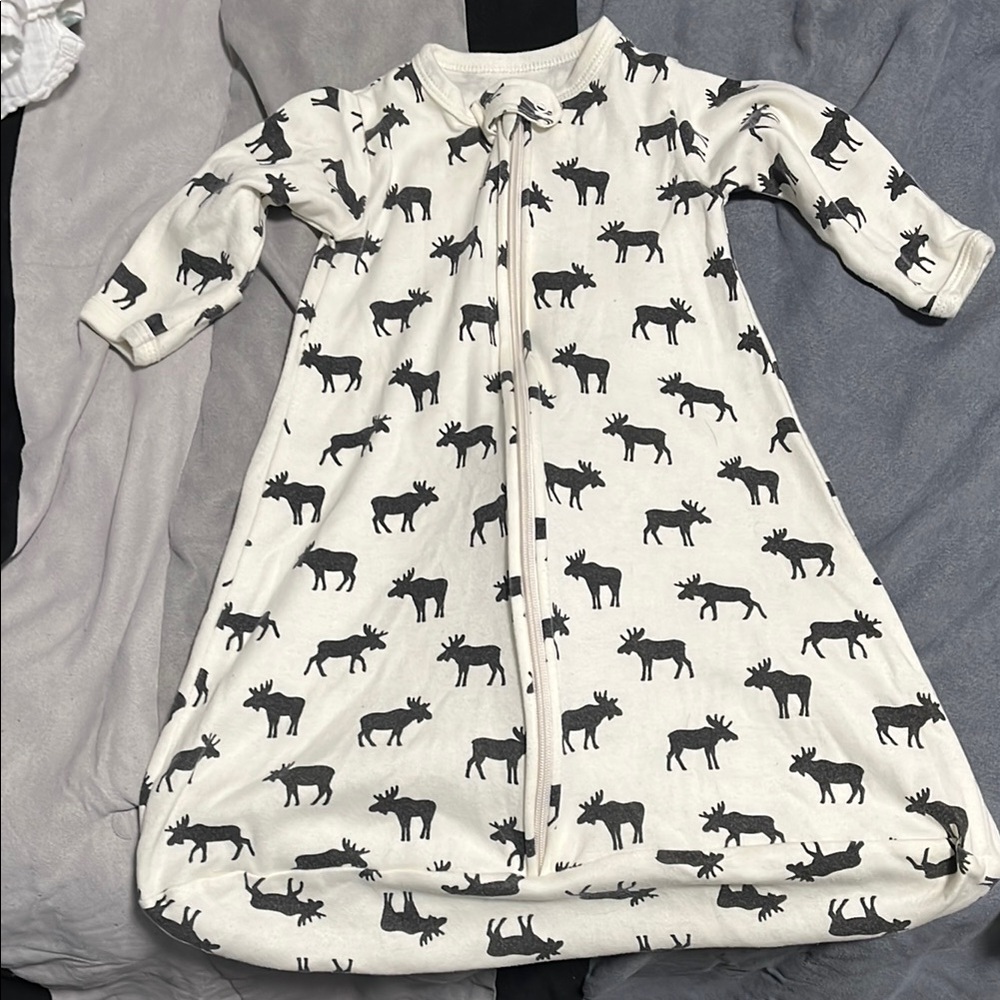 White and Black Sleep Sacks with Moose Print